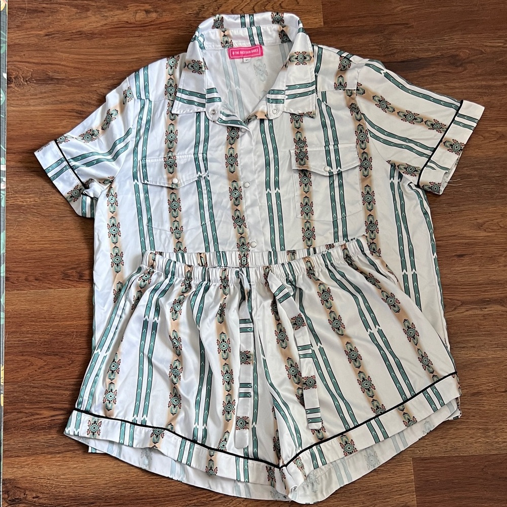 Western Pearl Snap Silk Pajamas